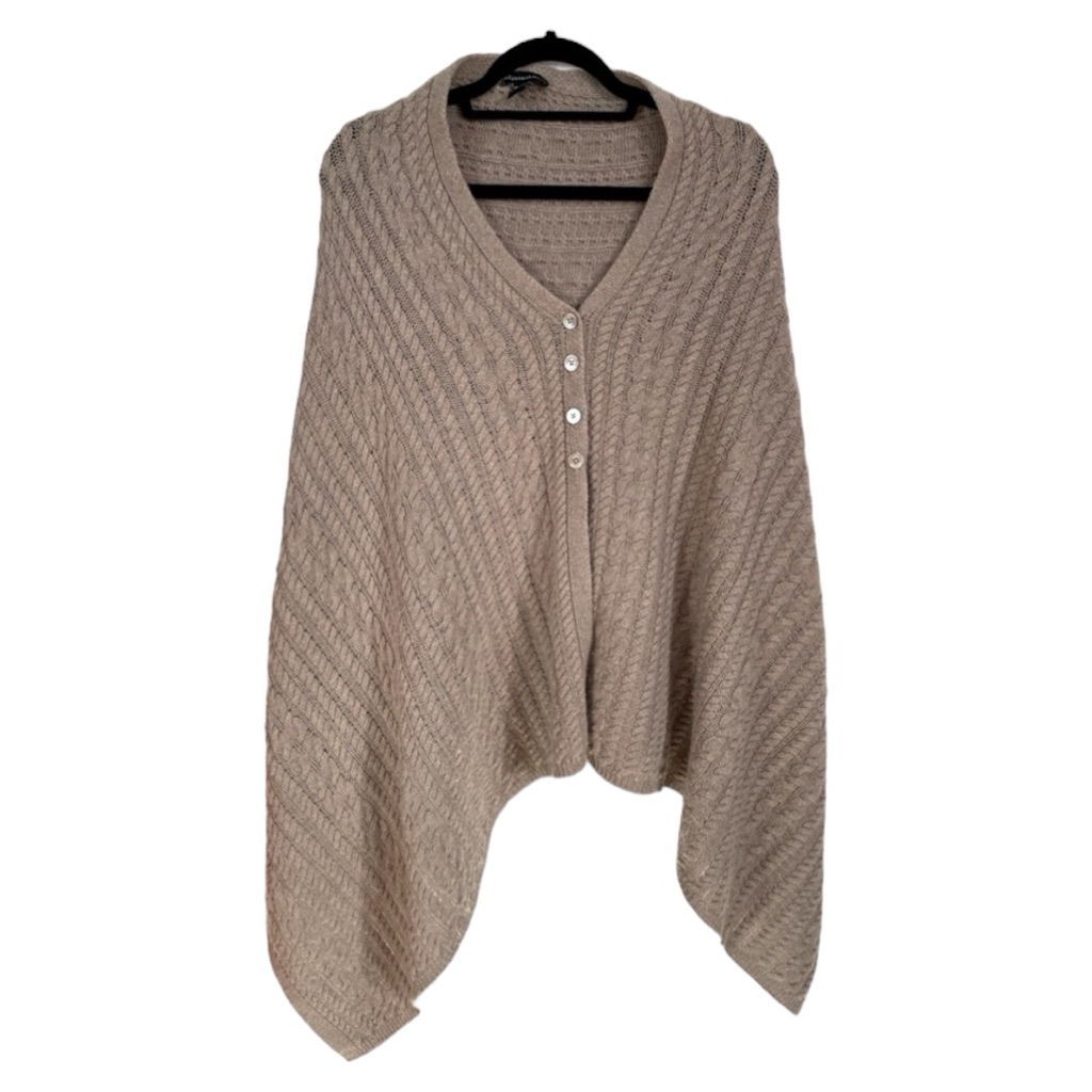 Sofia Cashmere Wool Cashmere Cape Poncho Shawl Sweater Os